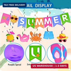 25PCS Hello Summer Pool Party Decorations – Tropical Banner and Beach-Themed Han