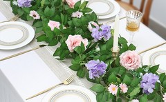 2PCS Artificial Flower Garlands 6FT Fake Silk Rose Vine Hanging Rose Ivy Vines