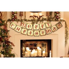 Christmas Decorations Vintage Merry Christmas Banner Retro Nostalgic Traditional