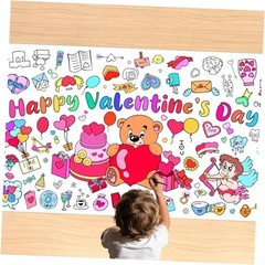 Valentines Coloring Tablecloth/Poster, 72″ x 30″ (Rectangular) Pink-valentines