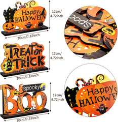 Blulu 3 Pcs Halloween Centerpieces for Tables Happy Indoor Table Decorations Pum