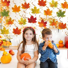 Fall Leaves Hanging Swirls Maple Streamer Autumn Thanksgiving Decor 36 PCS