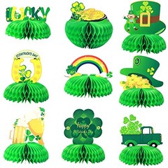 9Pcs St. Patrick’s Day Shamrocks Honeycomb Centerpiece for Table Decorations