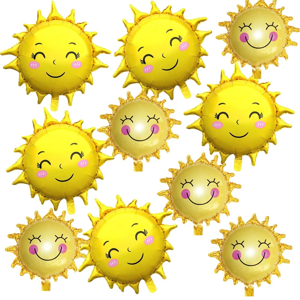 10PCS Sun Foil Balloons Set Sunshine Balloons for Summer Party, Wedding, , Su…