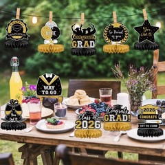 10Pcs Graduation Decorations 2026 Class of 2026 Congrats Grad Table Honeycomb…