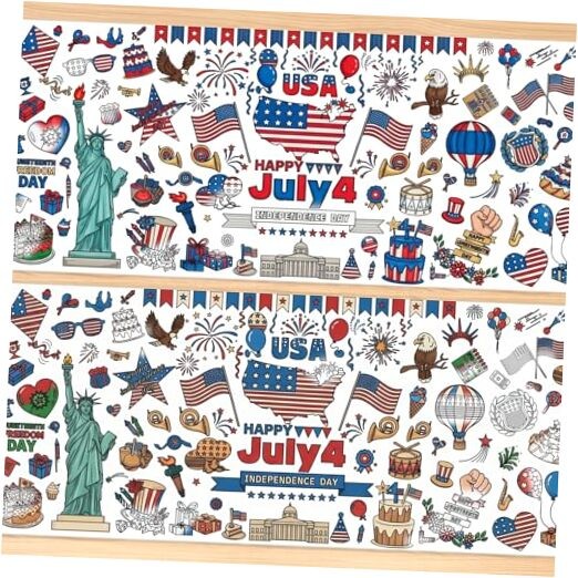 2 PCS 4th of July Coloring Tablecloth/Poster, 4th of July 2pcs Blue-4th of July