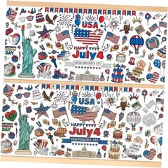 2 PCS 4th of July Coloring Tablecloth/Poster, 4th of July 2pcs Blue-4th of July