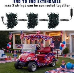 Create Festive Vibes with 33ft Red White Blue Golf Cart LED Lights – 100 Bulbs