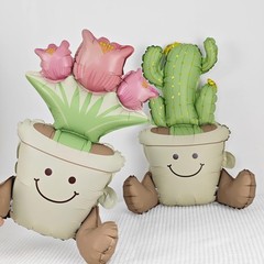 2PCS Cactus Tulip Potted Balloon Mexican Fiesta Themed Balloon