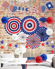 26 Pcs 4th of July Decorations Outdoor, Patriotic Decorations LOVE Banner Re…