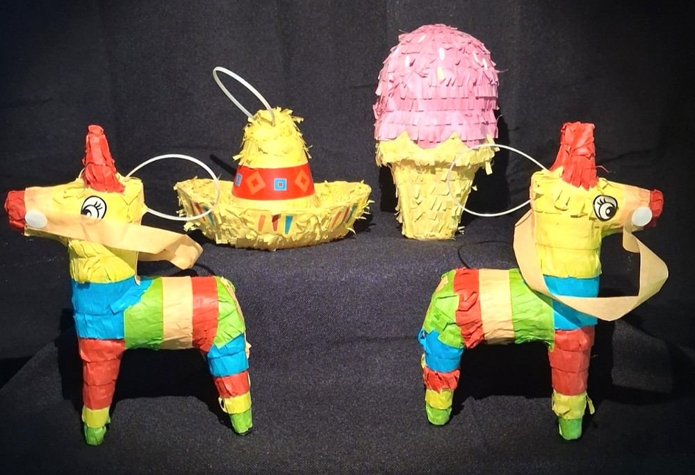 Set of 4 Miniature Vibrant Pinatas