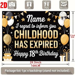 Custom Name Text 18th Birthday 2D Flat Banner Balloon Party Birthday Backdrop☋