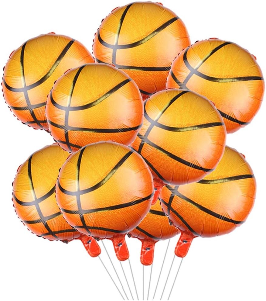 10-Pack 18in Mylar Basketball Balloons – Orange Sports Party Decor