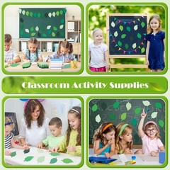 200 PCS Green 4 Inch Paper Leaf Cutouts Spring Summer Classroom Craft Decor