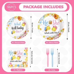 Which Will It Be? Disposable Baby Shower Tableware (Plates, Napkins, Forks)
