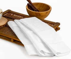 White Napkins, Hemstitch Napkins Cloth, 100% Pure Cotton, Cloth Napkins, Line…