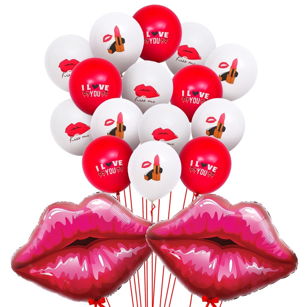 , Big Red Lips Balloons – 30 Inch, Pack of 34 | Lipstick Balloons for Galenti…