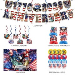 USA 250th Party Decorations Set – 1776-2026 – Semiquincentennial Blue – 250year