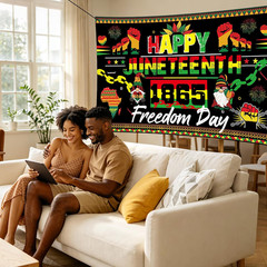 Juneteenth Decorations, 12 Pcs Happy Juneteenth Decor with Banners Hanging Swirl
