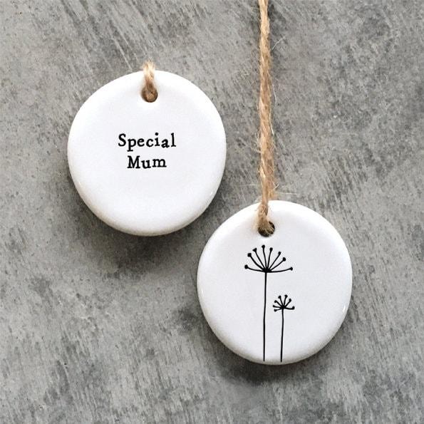 Mini Porcelain Hanging Tag – Special Mum – East Of India