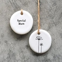 Mini Porcelain Hanging Tag – Special Mum – East Of India