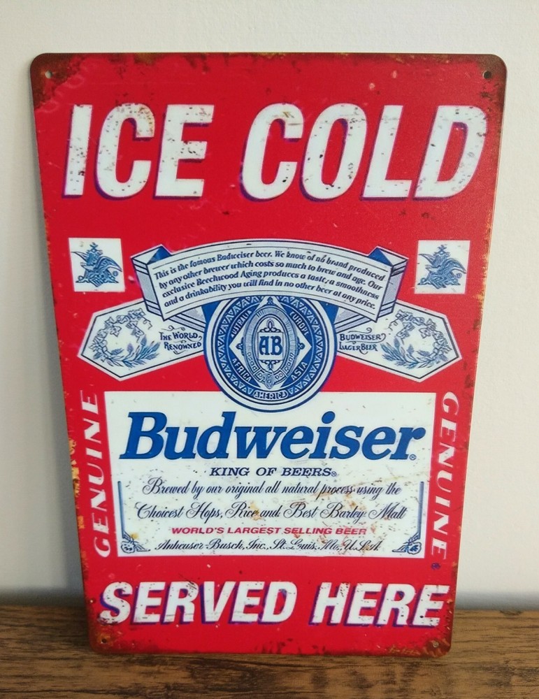 Budweiser Beer Vintage Metal Sign Large Home Decor Garden Bar Man Cave