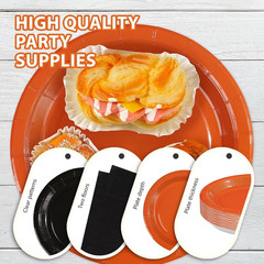 96Pcs Orange and Black Graduation Party Decorations Orange and Black Plates and