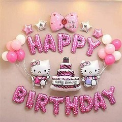 Hello Kitty Birthday Party Decorations Pink Balloon Banner Cake Toppers