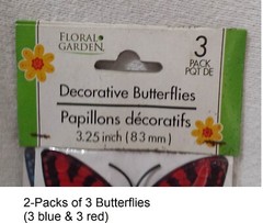 Greenbrier Floral Butterfly Decoration Twisties (6) 2 Packs Stuck New Old Stock