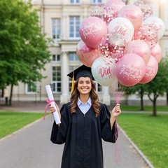 74 Pack Pink and Rose Gold Graduation Balloons Class of 2026 Graduation Decor…
