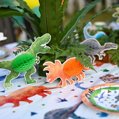 8 PCS Watercolor Dinosaur Party Honeycomb Centerpieces – Dinosaur Birthday Table