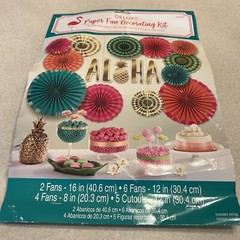 Aloha DELUXE Paper Fan Kit Birthday Party Luau Supplies Decoration Hawaiian ￼