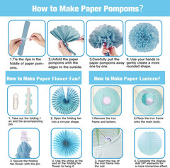Baby Shower Decorations Kit, Welcome Baby Banner with Dusty Blue Paper Lanterns,