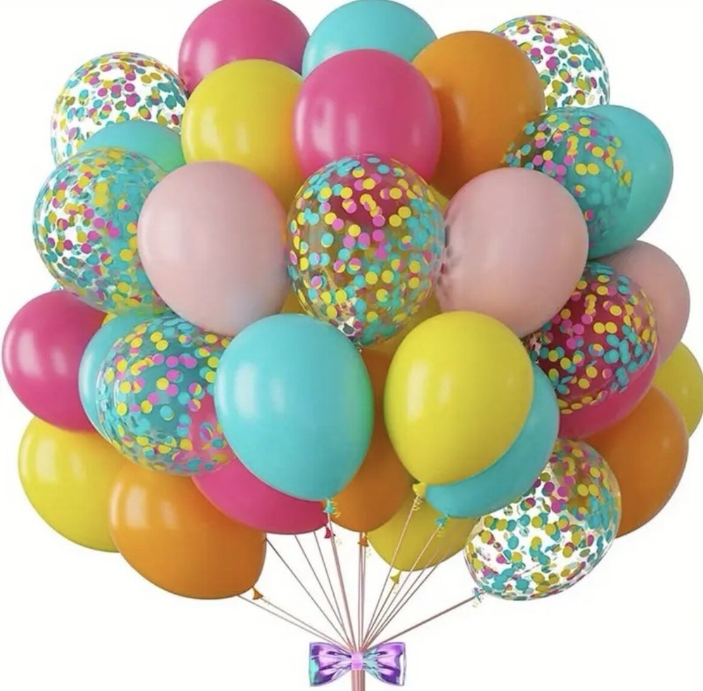 50pcs Vibrant Tropical Pool Party Balloons Set – Hot Pink, Orange
