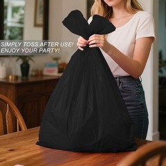 Childom 3 Pack Plastic Tablecloths for Rectangle Tables 54″ x 108″ Black Disp…