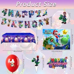 Birthday Party Decorations,50PCS latest Mario Cartoon Theme Supplies – 1 larg…