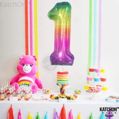 , Giant Rainbow 1 Balloon Number – 40 Inch | Tie Dye Balloons | Rainbow 1st D…