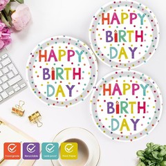 40 Pcs Polka Dot Birthday Plates & Napkins Set for 20 Guests – Elegant Dining