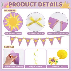 Purple Sun Decorations Purple Princess Happy Banner Triangle Flag String Bunt…