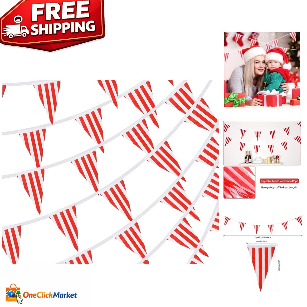 Vibrant Red & White 170ft Pennant Banner – Indoor & Outdoor Celebration Decor