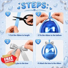 FunHot Blue Silver 12PC 22″ 15″ 10″ 4D Balloons