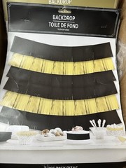 Black & Gold Metallic Fringe Backdrop Party Decoration Photo Booth Striped