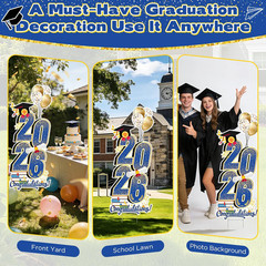 2026 Graduation Decorations Yard Sign, 3.5 FT Tall Class of 2026 Congrats Grad Y
