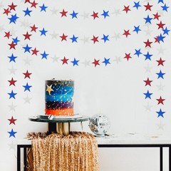 Star Garland, 4 Pack Red White and Blue Star Decorations for 4th of July Patr…