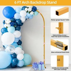 6 FT Wedding Arch Frame Backdrop Stand for Party, Balloon Arch Stand, Wedding