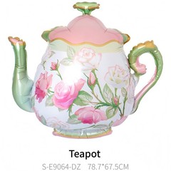 4Pcs Teapot Balloon Set/Alice Party Teapot Mylar Balloons+Flower Exploding St…