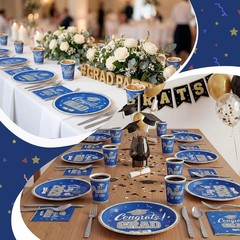 350 Pcs Blue and Silver Graduation Decorations Class of 2026 Disposable 12 in…