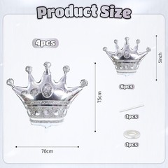 10pcs Silver Crown Balloons, Silver Crown Foil Balloons, Large Aluminum Foil …