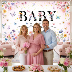 Wildflower Baby Shower Backdrop – Flower Baby in Bloom Baby Shower Decorations,