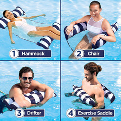 Hammock Pool Float Inflatable 4in1 PVC Lounger Floatie Adults Kids Swim Pool Use